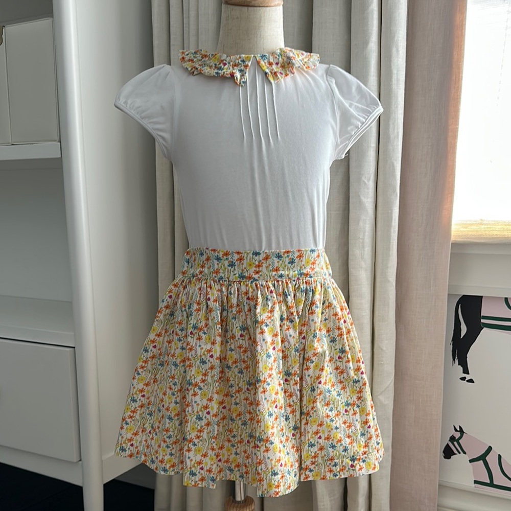 Beatrice & George Floral Skirt with White Top